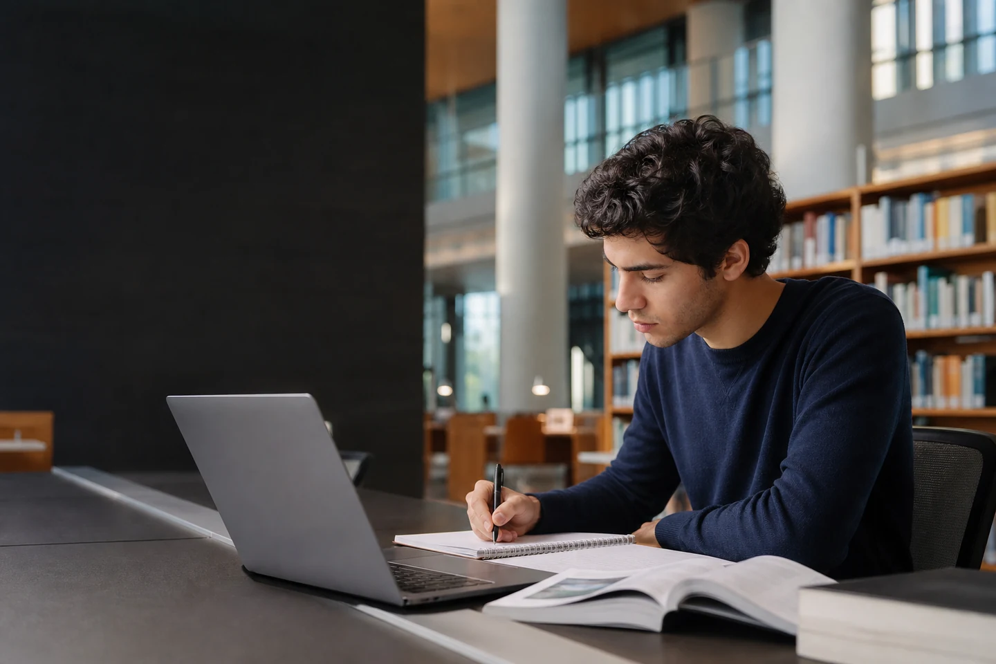 Estudiantes universitarios colaborando y aprendiendo con apoyo de inteligencia artificial