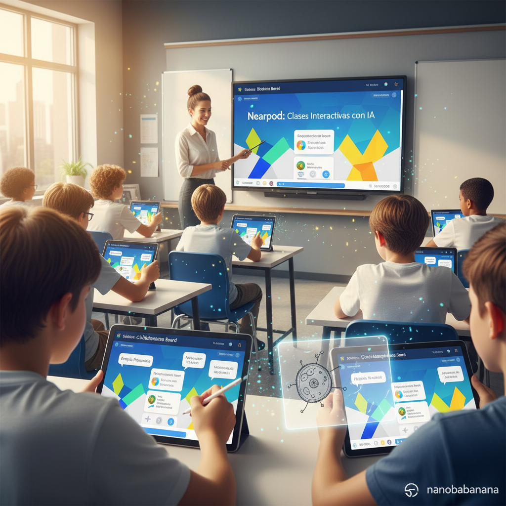 Vista general de la interfaz de Nearpod con elementos de IA